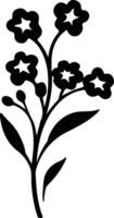 AI generated forget-me-not  black silhouette vector