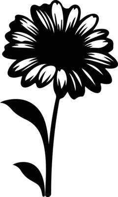 AI generated gerbera daisy  black silhouette