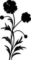 AI generated gillyflower  black silhouette vector