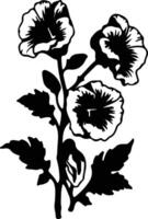 AI generated hollyhock  black silhouette vector