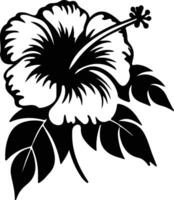 AI generated hibiscus  black silhouette vector