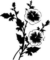 AI generated hollyhock  black silhouette vector