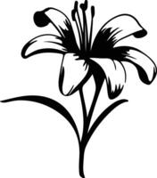 AI generated lily black silhouette vector