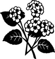 AI generated lantana  black silhouette vector