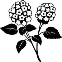 AI generated lantana  black silhouette vector