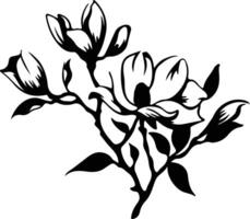 AI generated magnolia  black silhouette vector