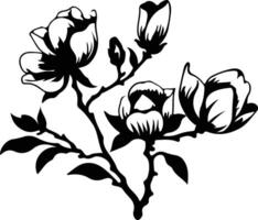 AI generated magnolia  black silhouette vector