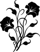 AI generated morning glory  black silhouette vector