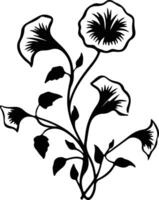 AI generated morning glory  black silhouette vector