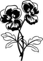 AI generated pansy  black silhouette vector