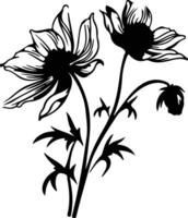 AI generated pasque flower  black silhouette vector