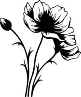 AI generated pasque flower  black silhouette vector