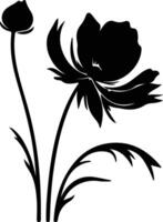 AI generated pasque flower  black silhouette vector