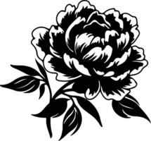 AI generated peony  black silhouette vector