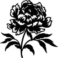 AI generated peony  black silhouette vector