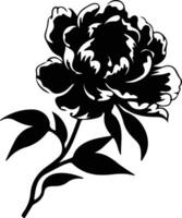 AI generated peony  black silhouette vector