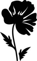 AI generated poppy  black silhouette vector