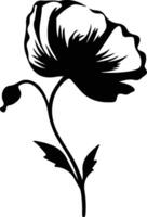 AI generated poppy  black silhouette vector