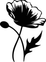 AI generated poppy  black silhouette vector