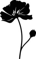 AI generated poppy  black silhouette vector