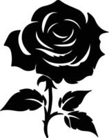 AI generated rose  black silhouette vector