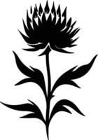 AI generated safflower  black silhouette vector