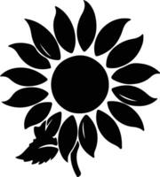 AI generated sunflower  black silhouette vector