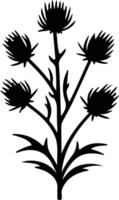 AI generated thistle  black silhouette vector