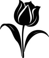 AI generated tulip  black silhouette vector
