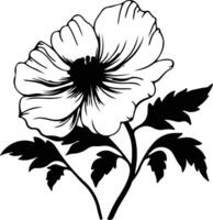 AI generated wild prairie rose  black silhouette vector