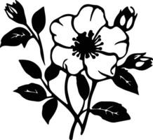 AI generated wild prairie rose  black silhouette vector