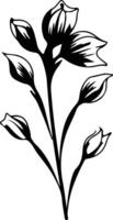 AI generated yucca flower black silhouette vector