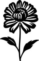 AI generated zinnia  black silhouette vector