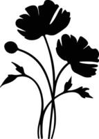 AI generated California poppy  black silhouette vector