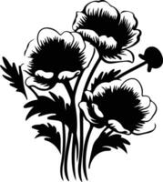 AI generated anemone  black silhouette vector