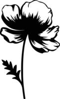 AI generated anemone black silhouette vector