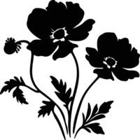 AI generated anemone  black silhouette vector