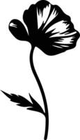 AI generated California poppy  black silhouette vector