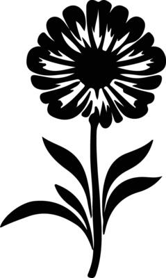 AI generated bachelor button  black silhouette