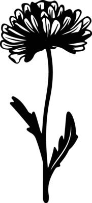 AI generated bachelor button  black silhouette