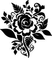 AI generated bouquet  black silhouette vector