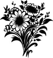 AI generated bouquet  black silhouette vector