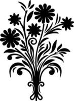 AI generated bouquet  black silhouette vector