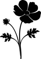 AI generated buttercup  black silhouette vector