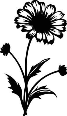AI generated calendula  black silhouette