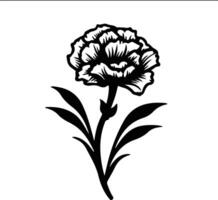 AI generated carnation  black silhouette vector