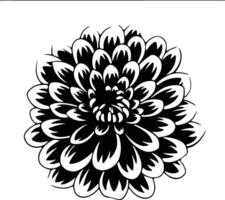 AI generated chrysanthemum  black silhouette vector