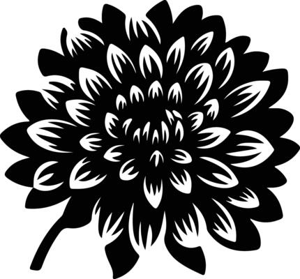 AI generated chrysanthemum  black silhouette
