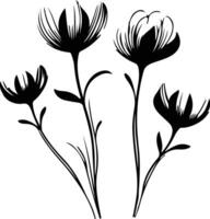 AI generated crocus black silhouette vector