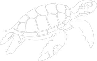 AI generated loggerhead turtle  outline silhouette vector